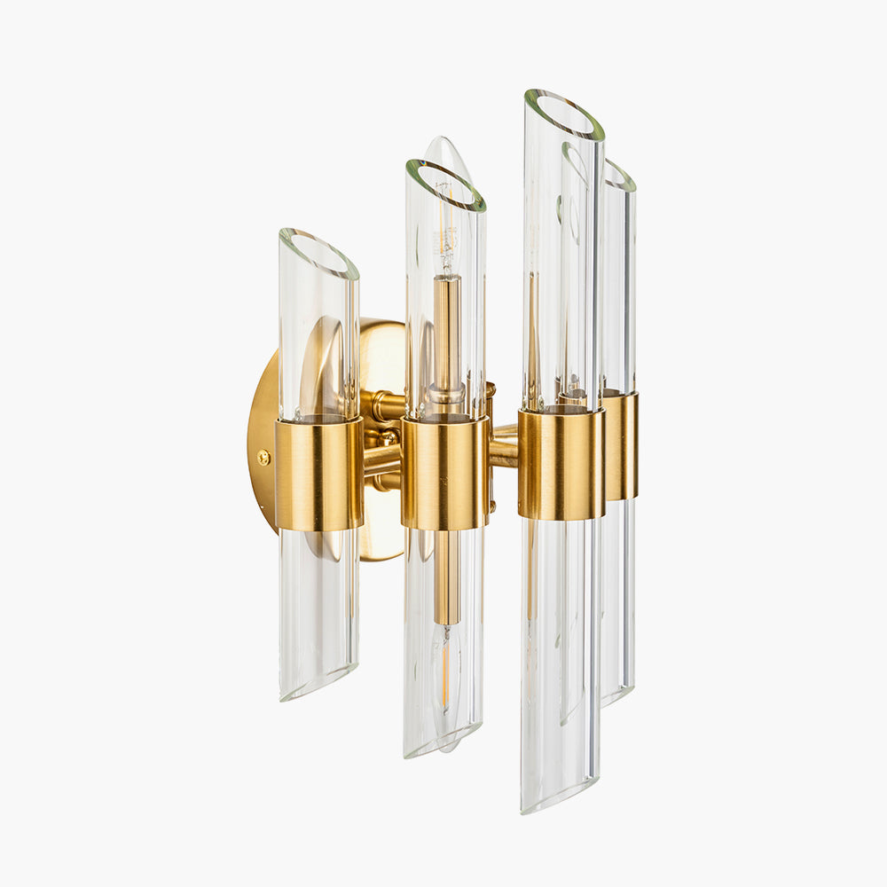 Brielle Clear Glass & Antique Brass 2 Wall Light